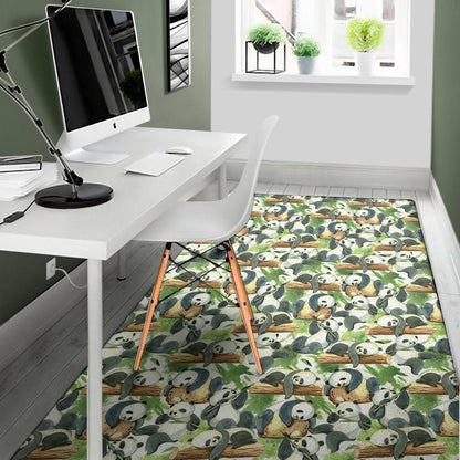 Watercolor Panda Bear Pattern Print Area Rug