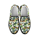 Watercolor Panda Bear Pattern Print Black Slip On Shoes