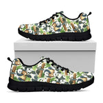 Watercolor Panda Bear Pattern Print Black Sneakers