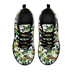 Watercolor Panda Bear Pattern Print Black Sneakers