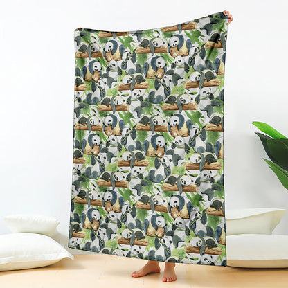 Watercolor Panda Bear Pattern Print Blanket
