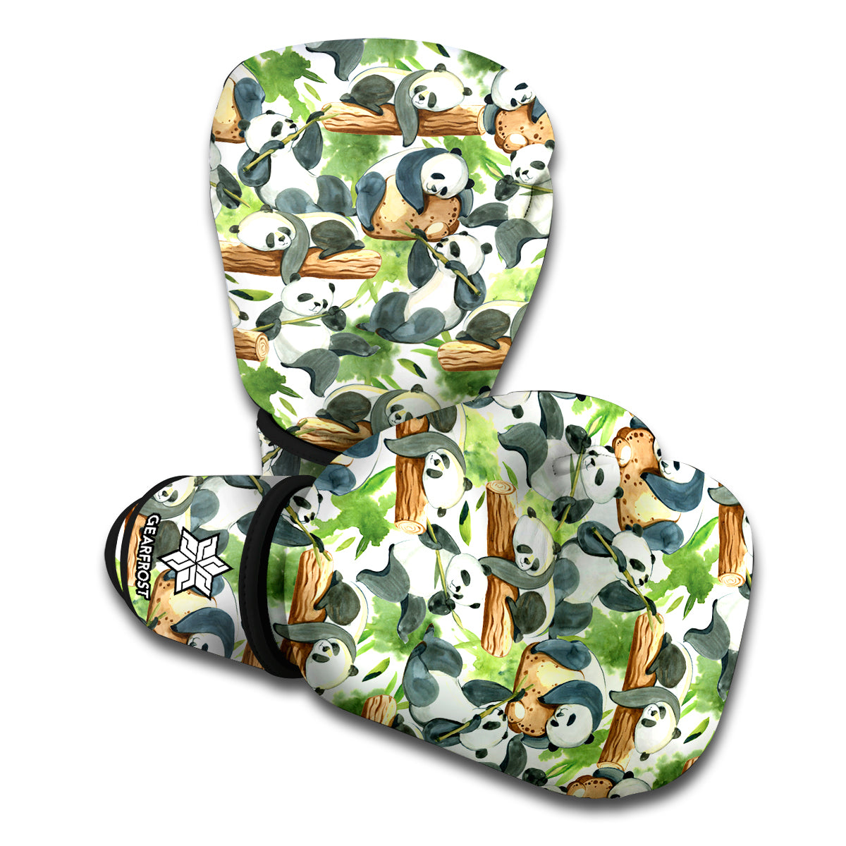 Watercolor Panda Bear Pattern Print Boxing Gloves