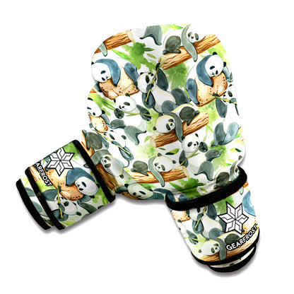 Watercolor Panda Bear Pattern Print Boxing Gloves
