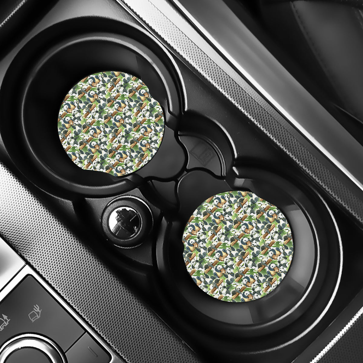 Watercolor Panda Bear Pattern Print Car Coasters