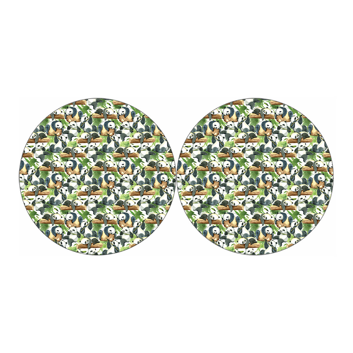 Watercolor Panda Bear Pattern Print Car Coasters