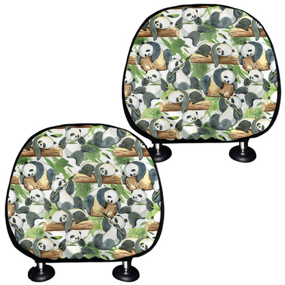 Watercolor Panda Bear Pattern Print Car Headrest Covers