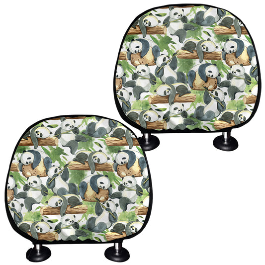 Watercolor Panda Bear Pattern Print Car Headrest Covers
