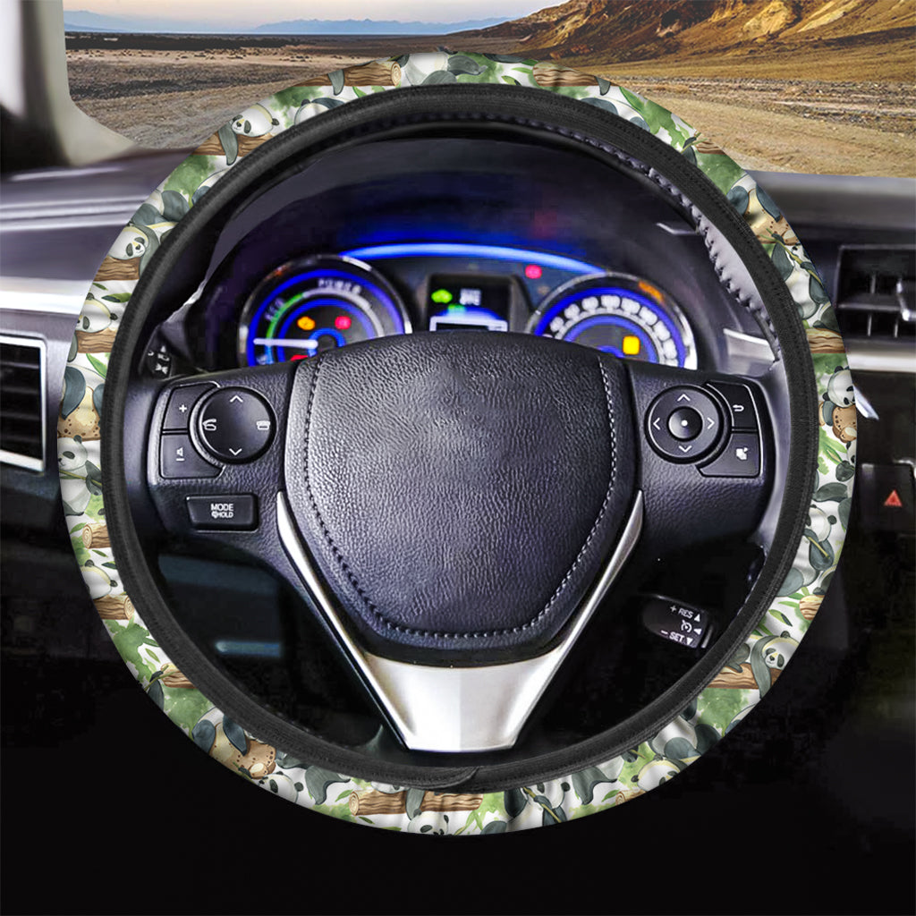 Watercolor Panda Bear Pattern Print Car Steering Wheel Cover
