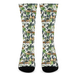Watercolor Panda Bear Pattern Print Crew Socks