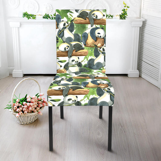 Watercolor Panda Bear Pattern Print Dining Chair Slipcover