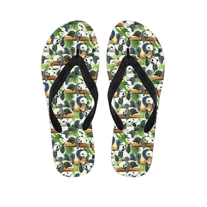 Watercolor Panda Bear Pattern Print Flip Flops