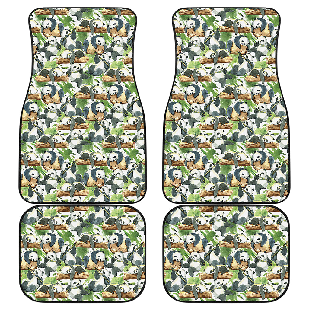 Watercolor Panda Bear Pattern Print Front and Back Car Floor Mats