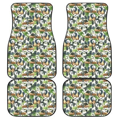 Watercolor Panda Bear Pattern Print Front and Back Car Floor Mats