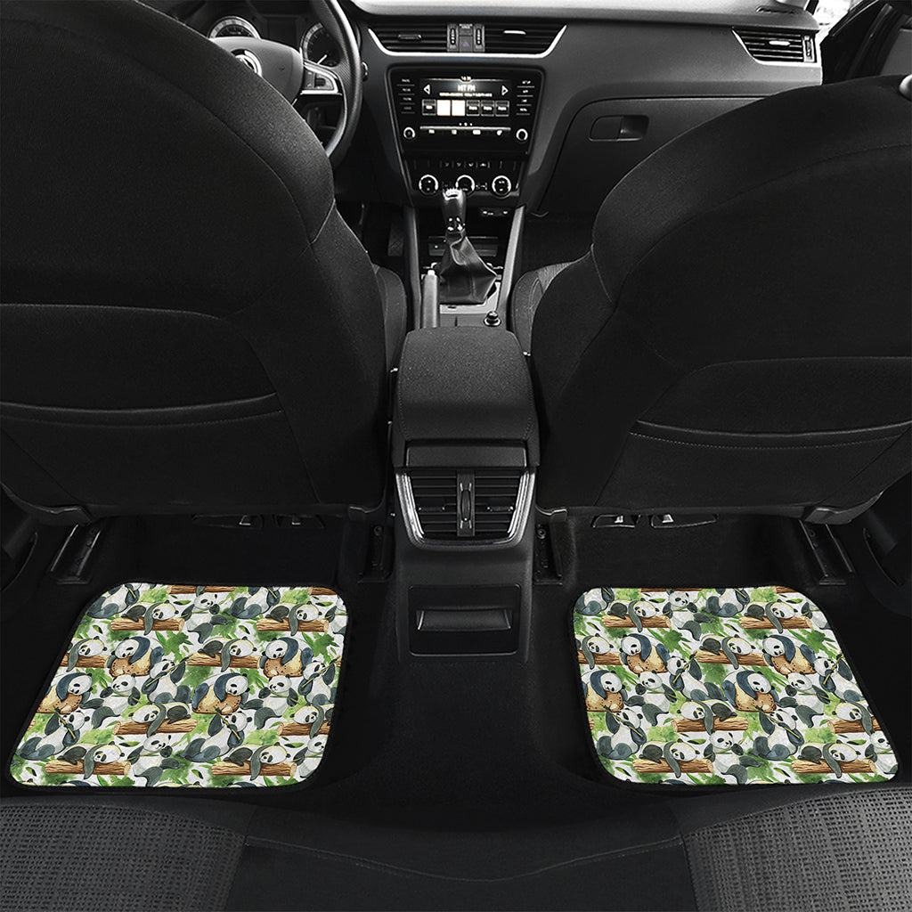 Watercolor Panda Bear Pattern Print Front and Back Car Floor Mats