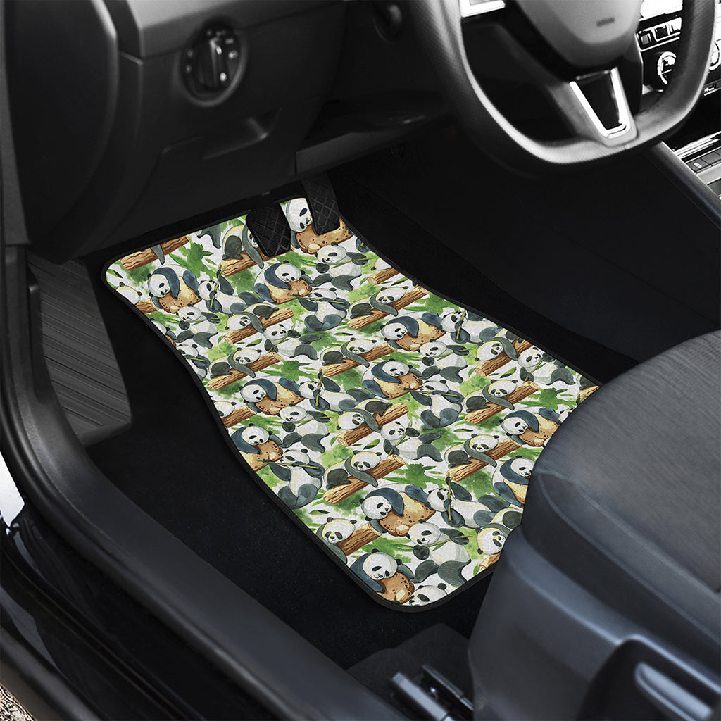 Watercolor Panda Bear Pattern Print Front and Back Car Floor Mats