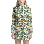 Watercolor Panda Bear Pattern Print Hoodie Dress