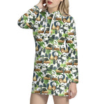 Watercolor Panda Bear Pattern Print Hoodie Dress