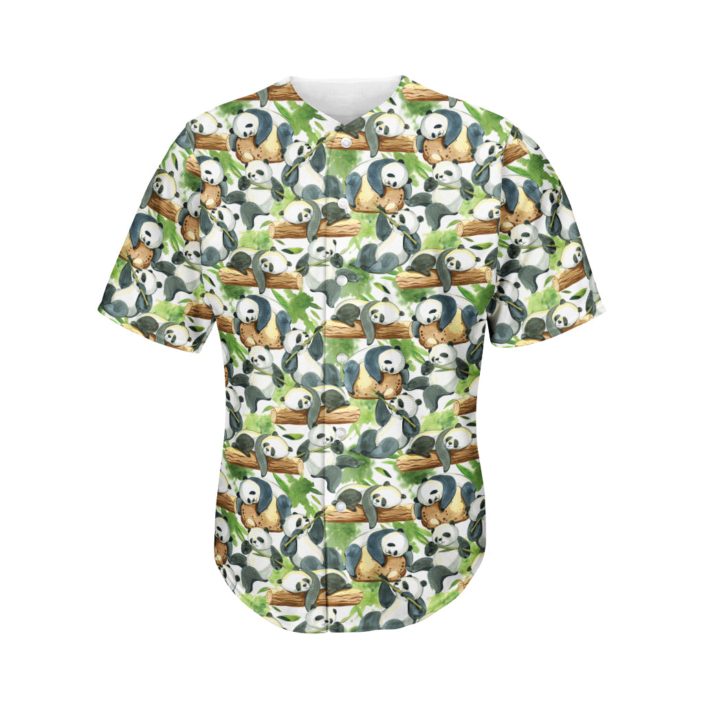 Watercolor Panda Bear Pattern Print Men's Baseball Jersey