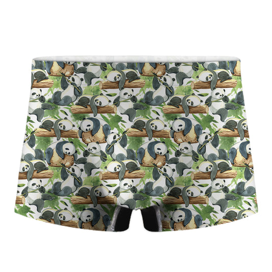 Watercolor Panda Bear Pattern Print Men's Boxer Briefs