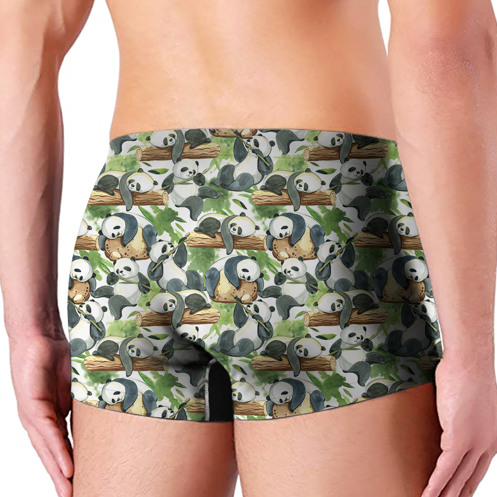 Watercolor Panda Bear Pattern Print Men's Boxer Briefs