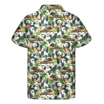 Watercolor Panda Bear Pattern Print Men's Short Sleeve Shirt