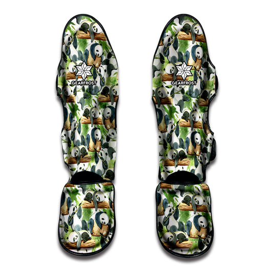 Watercolor Panda Bear Pattern Print Muay Thai Shin Guard