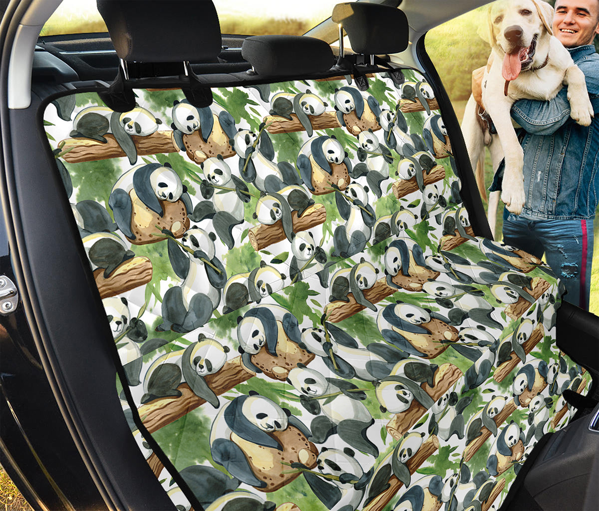 Watercolor Panda Bear Pattern Print Pet Car Back Seat Cover