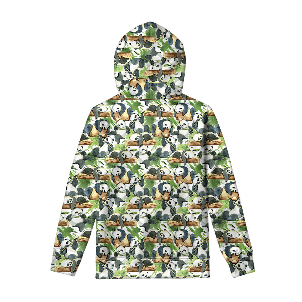 Watercolor Panda Bear Pattern Print Pullover Hoodie