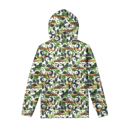 Watercolor Panda Bear Pattern Print Pullover Hoodie