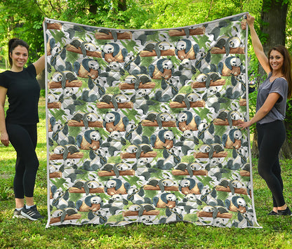 Watercolor Panda Bear Pattern Print Quilt