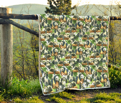 Watercolor Panda Bear Pattern Print Quilt