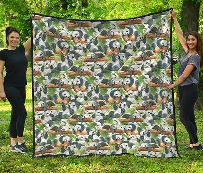 Watercolor Panda Bear Pattern Print Quilt