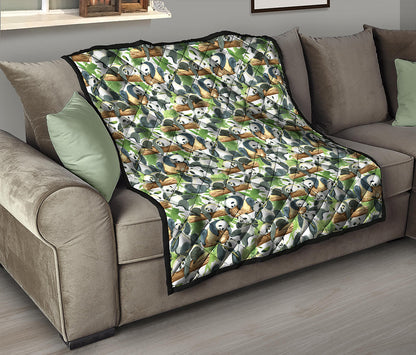 Watercolor Panda Bear Pattern Print Quilt