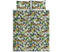 Watercolor Panda Bear Pattern Print Quilt Bed Set
