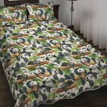 Watercolor Panda Bear Pattern Print Quilt Bed Set