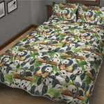 Watercolor Panda Bear Pattern Print Quilt Bed Set