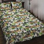 Watercolor Panda Bear Pattern Print Quilt Bed Set