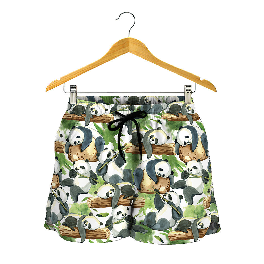 Watercolor Panda Bear Pattern Print Women's Shorts