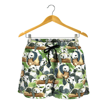 Watercolor Panda Bear Pattern Print Women's Shorts