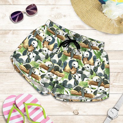 Watercolor Panda Bear Pattern Print Women's Shorts