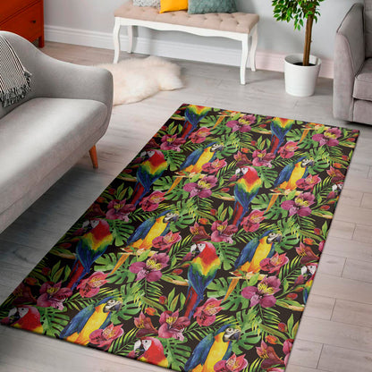 Watercolor Parrot Pattern Print Area Rug