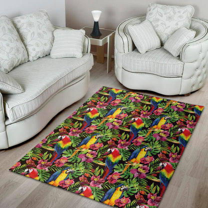 Watercolor Parrot Pattern Print Area Rug