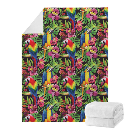 Watercolor Parrot Pattern Print Blanket