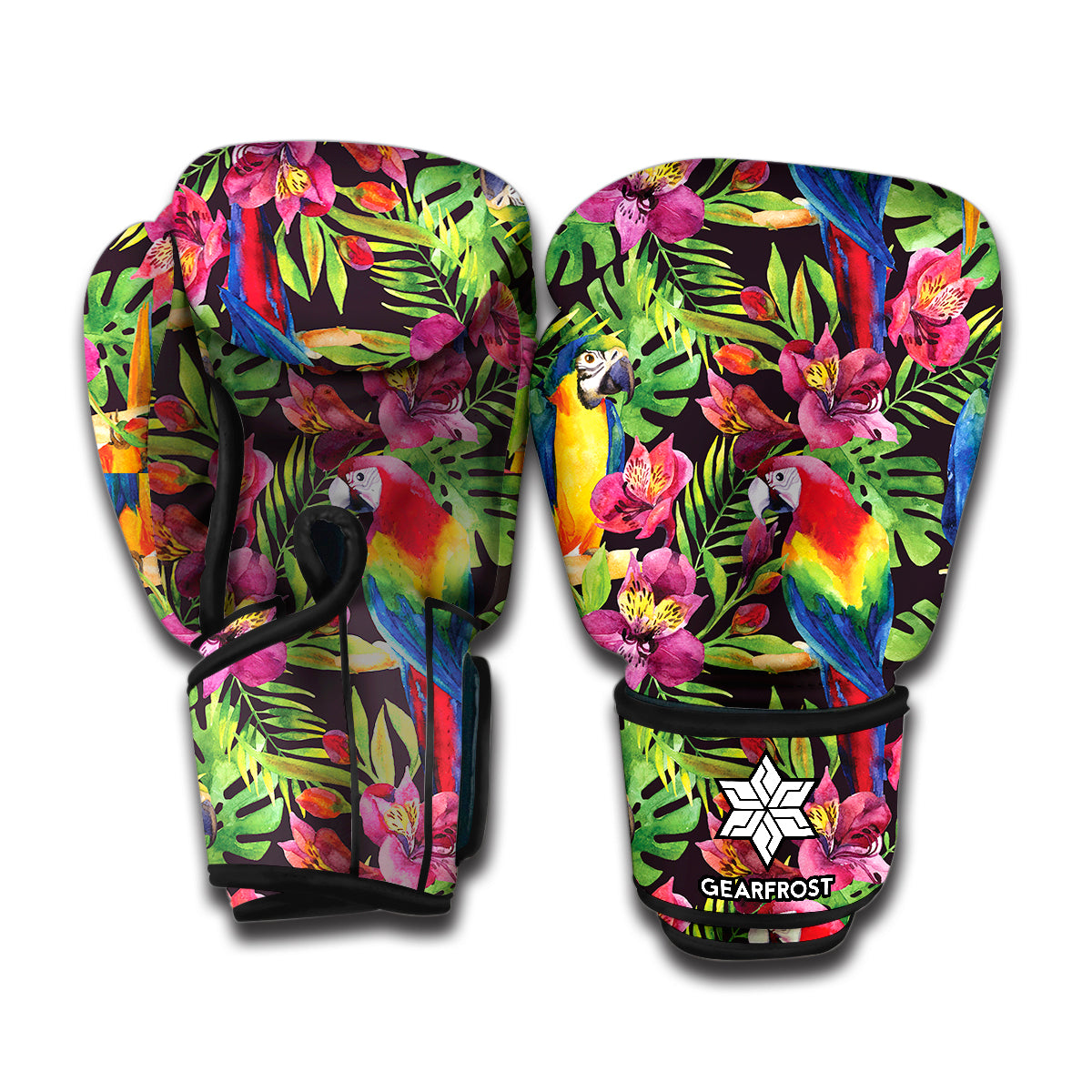 Watercolor Parrot Pattern Print Boxing Gloves
