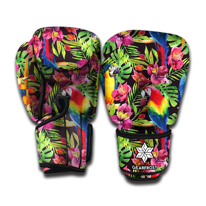 Watercolor Parrot Pattern Print Boxing Gloves