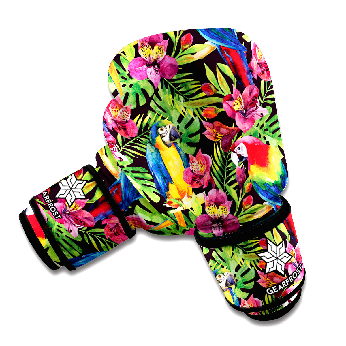 Watercolor Parrot Pattern Print Boxing Gloves
