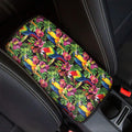 Watercolor Parrot Pattern Print Car Center Console Cover