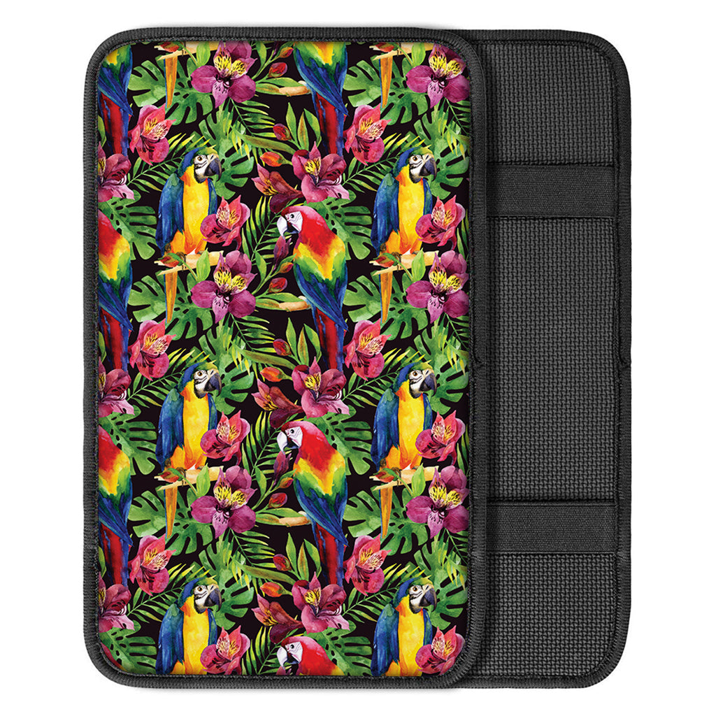 Watercolor Parrot Pattern Print Car Center Console Cover