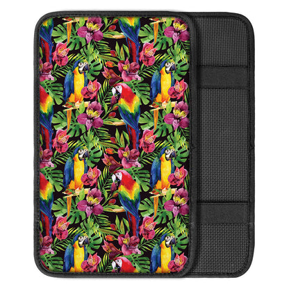 Watercolor Parrot Pattern Print Car Center Console Cover