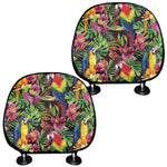 Watercolor Parrot Pattern Print Car Headrest Covers